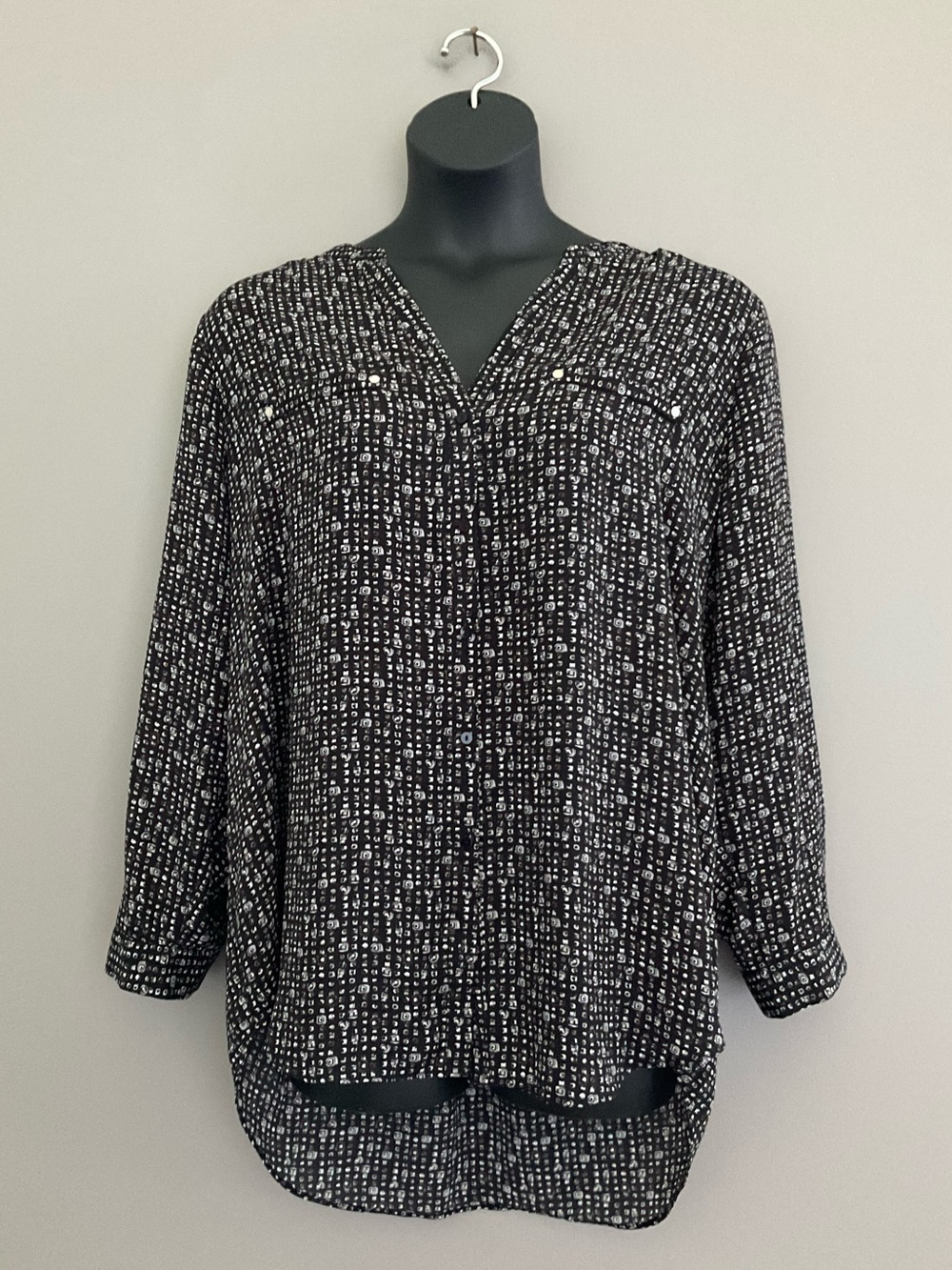 Simply Emma, Black, White & Brown, Patterned Top